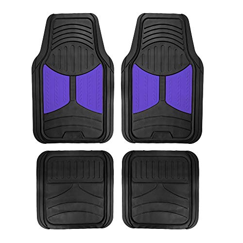 Image of FH Group Automotive Floor Mats - Heavy-Duty Monster Eye Rubber Floor Mats for Cars, Universal Fit Full Set, ClimaProof Floor Mats, Trimmable Floor Mats For Most Sedan, SUV, Truck Floor Mats Blue