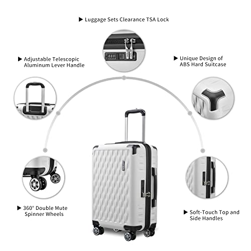Image of Melalenia Luggage 10 Piece Sets Clearance,Large Suitcase Set Spinner Wheels with TSA Locks,Hard Shell Luggage Sets for Women Travel Suitcase (10Pcs White)