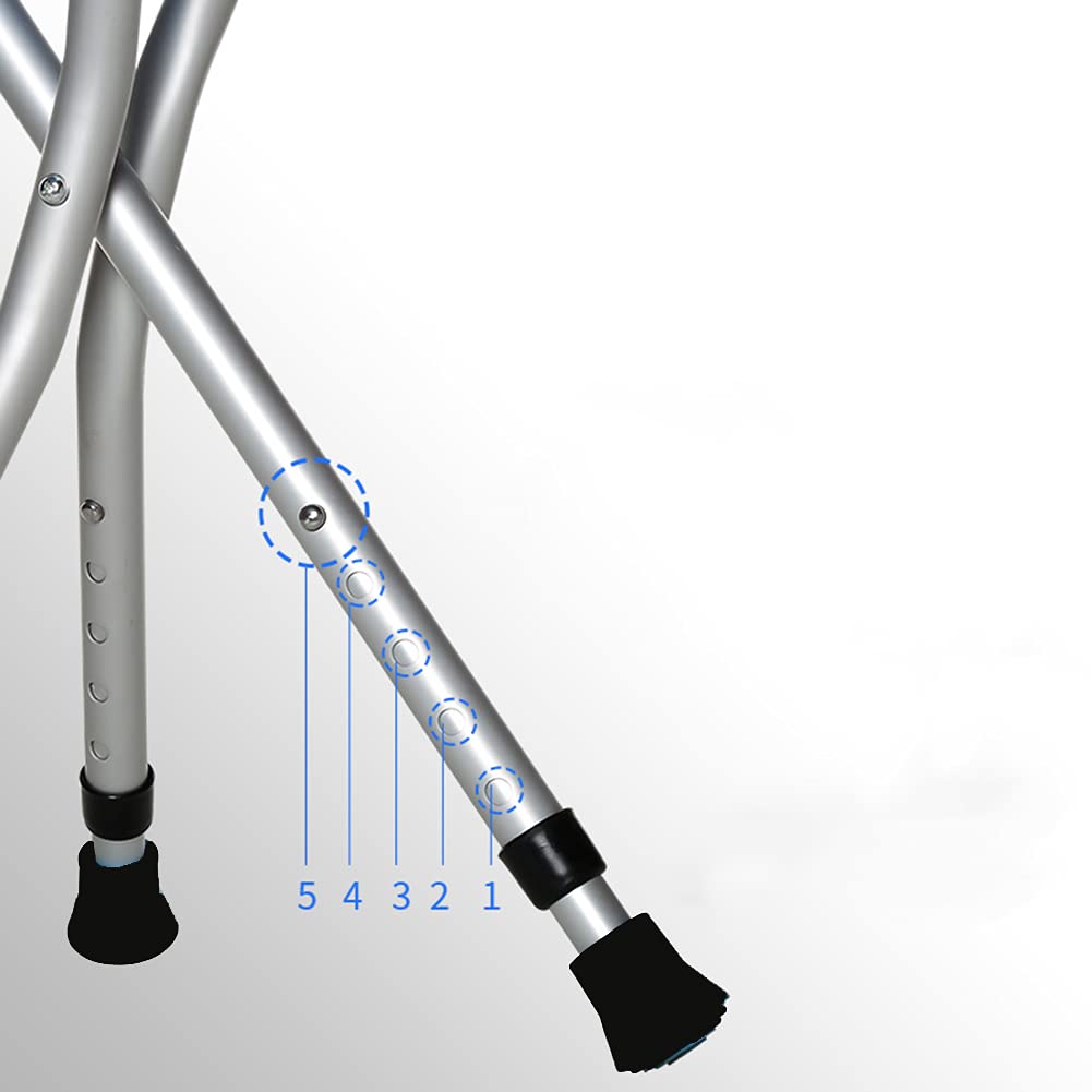 Bastone Da Passeggi Sedia, Ultraleggero Portatile Bastone Con Seggiolino, Manico Forma A T Antiscivolo Stabile Aiuto Alla Mobilità Regolabile Altezza Bastone Tripode,Blu