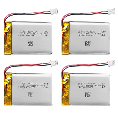 4pcs EEMB Batería 3.7V 1100mAh 603449 Bateria de lipo Recargable Bateria Litio con Conector JST ¡Asegúrese de Que la polaridad del Dispositivo Coincide con la batería Antes de Comprar!