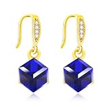 Tobestu Orecchini A Cubo Blu Scuro Per Donne, Moglie, Madre - Orecchini in Zirconia Placcati Oro Ottimi Per Compleanni E Feste YA4664