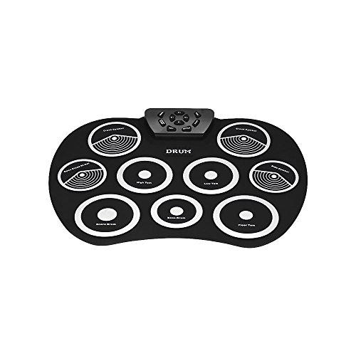 Tomshin Conjunto de bateria eletrônica portátil Conjunto de bateria de enrolar 9 almofadas de silico