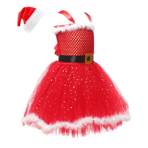 Disfraz de Navidad para niña, Vestidos de Navidad para niñas, Traje de vestidos de Navidad para | Elegante traje de Navidad para niñas de 2 a 12 años, traje de vestido tutú y traje de Santa Claus con