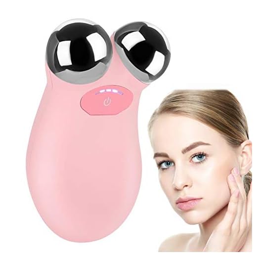 Masajeador de rodillo facial de microcorriente, rodillo de masaje facial 4d Ems para reducir las líneas finas y las arrugas, 3 niveles de ajuste de fuerza V Ejercitador de mandíbula facial