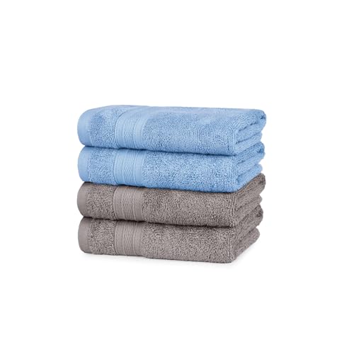 Image of MYTRIDENT Soft Comfort Air Rich Towel 100% Cotton Hand Towel for Daily use, 500 GSM Highly Absorbent Towels for Men /Women, 4Pc Hand Towel Set (41 cm X 66 cm), Charcoal and Allure