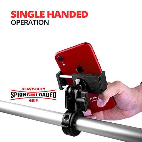 Metal Motorcycle Mount for Phone - by TACKFORM [Enduro Series] - NO Slings Needed. Rock Solid Holder for Regular and Plus Sized iPhone and Samsung Devices. Industrial Spring Grip - Thumbnail 2