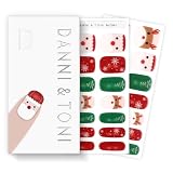DANNI & TONI Semi Cured Gel Nail Strips Christmas Santa Claus Cat Eye Gel Nail Stickers 28 Stickers Gift for Woman | Mistletoe Meow