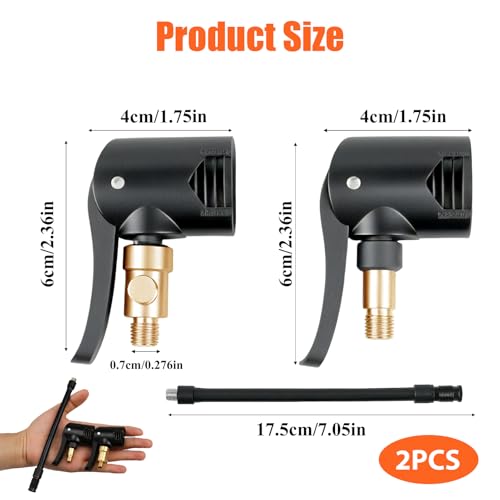 Supecesorio Adapter Französisches Ventil, 2 Stück Autoventil Hebelstecker Messing, Schlauch für Reifenfüller 17.5 cm, Reifenventil Kompressor Fahrrad, Valve Ventilwerkzeuge für Fahrräder, Moto, Auto