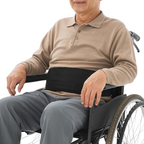 OakAid Wheelchair Seatbelt for Elderly, Pregnant, Disabled Adjustable Safety Harness Strap with Soft Padding Anti-Fall Lap Belt for Chair or Bed Restraint Prevents Sliding Slouching