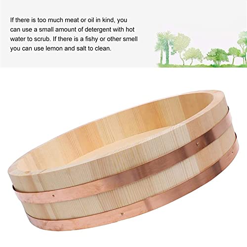 11 Sizes Hangiri Sushi Rice Bowl, Large Flat Bottomed Wooden Sushi Oke Rice Mixing Tub, Sawara Wood & Copper Bands, Home Kitchen Sushi Tool / 62Cm/24.5In #TOP5