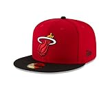 New Era NBA Miami Heat Men's 2-Tone 59FIFTY Fitted Cap, 7.25, Scarlet
