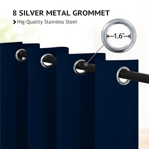 Image of COSVIYA Grommet Room Darkening Dark Blue Curtains 84 inch Long for Bedroom | Light Blocking Insulated Thermal Curtains for Living Room, Blackout Thick Polyester Window Drapes,52x84 inches, 2 Panels