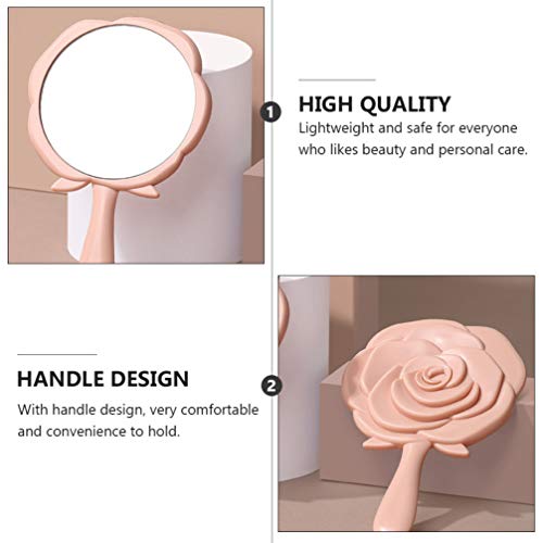 FRCOLOR 2Pcs Handheld Maquiagem Rose Flor Em Forma de Espelhos Cosméticos Espelhos Espelhos De Cabel