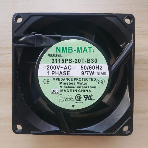 DJHAQDM Compatible para NMB-MAT 3115PS-20T-B30 200V 9/7W 8038 80x80x38mm 2-Wire Ventilador refrigeración