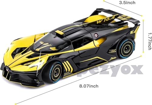 Image of Exclusive Alloy Metal Pull Back Die-cast Car 1:24 Big Bugatti Bolide Toy CAR Diecast Metal Pullback Toy car with Openable 6 Doors, Light Music Boys Gifts Toys (Red)