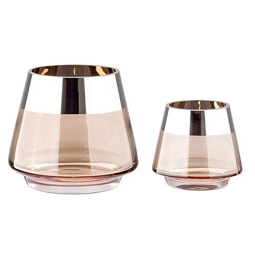 FINK Teelichthalter Set Jona 2-teilig - Kerzenglas Windlichter Glas Set - Kerzengläser Farben: Sand Silber - Deko Frühling Tischdeko Frauen Höhe 9/13 cm FINK Teelichthalter Set Jona 2-teilig - Kerzenglas Windlichter Glas Set - Kerzengläser Farben: Sand Silber - Deko Frühling Tischdeko Frauen Höhe 9/13 cm