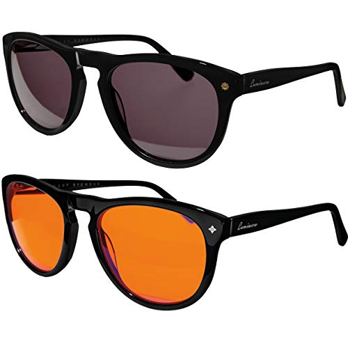 Black Friday - 60% OFF Luminere UV Blue Light Blocking Glasses Unisex 2 Pairs DREAM SIGNATURE BLACK