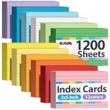 Koogel 1200PCS Index Cards 3x5, Colored Ruled Index Cards Bulk for Back To School, Heavy Notecards Memo Scratch Pad for Studying Teachers Classroom Note Taking Office College Supplies, 12 Colors