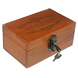 Veemoon Caja de Madera Vintage Pequeña Cerradura Cofre del Tesoro Retro para Almacenar Recuerdos y Joyas Caja de Almacenamiento Segura y Decorativa Hogar
