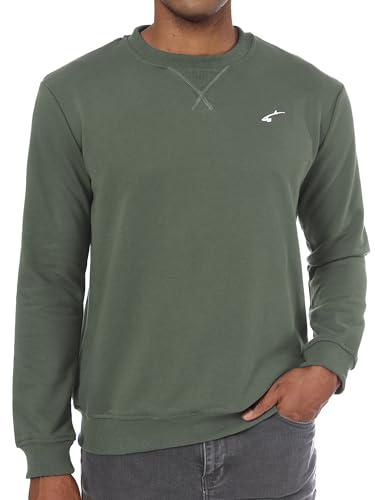 Yageshark Sweatshirt Herren Baumwolle Ohne Kapuze Basic Pullover mit Rundhalsausschnitt Männer Langarmshirt für Freizeit & Sport