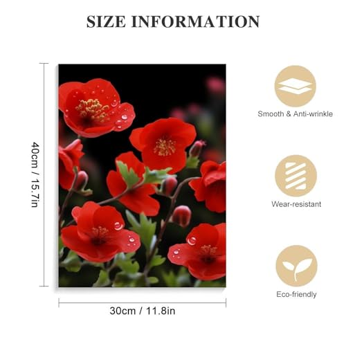 Toile murale fleurs rouges 30x40 cm pour habiller un mur blanc vide