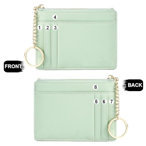 Image of Slim Minimalist RFID Blocking Leather Wallets Credit Card Holder Case Money Clip Pocket Wallet Coin Purse Keychain Travel Clutch Handbag Pocket Pouch Holster Gifts for Women Men (Green)