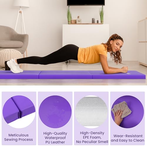 image for Fitvids Folding Exercise Gymnastics Mat for Tumbling, 2'x6'x2