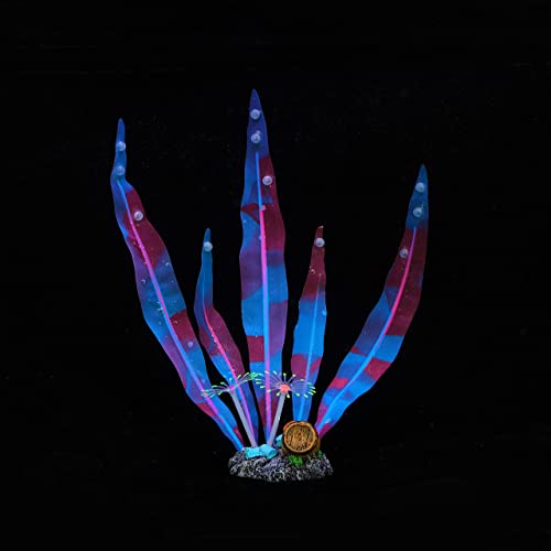 Image of Lpraer 4 Pack Glow Aquarium Decorations Kelp Lotus Anemone Sun Flower Simulation Glow Plant Glowing Effect Silicone for Fish Tank Decorations