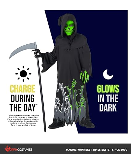 Disfraz de Grim Reaper para niños, brillo en la oscuridad miniatura 5