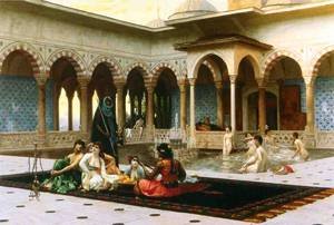 Peinture à l'huile d'art Gérôme The Harem on The Terrace tableau luxe