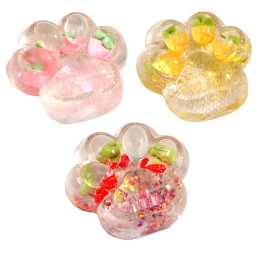 Lot de 3 pattes de chat Squishy, en rose fraise, rouge cerise et jaune ananas, jouet pour soulager le stress, cadeau pour les amoureux des chats