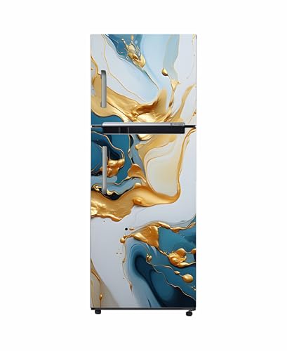 Image of DesignDecor Marble Refrigerator Door Sticker Full Cover Double Door | 3D Abstract Marble Fridge Door Sticker Waterproof PVC Vinyl Refrigerator Wrap Cover | Self Adhesive Size 24x60 Inch