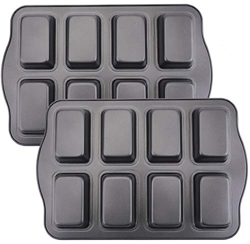 Lawei 2 Pack Mini Loaf Pan - 8 Cavity Non-Stick Mini Loaf Baking Tin Brownie Cake Pan Bread Pans Carbon Steel Baking Pan - Image 2