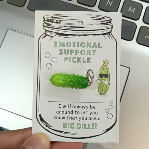 LIU JUN Cute Pickle Design Keychain With Pocket Hug Card, Emotional Support Fun Pocket Hug Positive Pickle with Support Card4