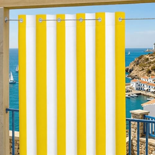 Byour3 - Toldos Exteriores Impermeables con Ojales Metálicos Anti-Moho - Cortinas Laterales Opacas Gazebo Toldo Lona Solar Parasol Balcón Terraza Jardin Pergola (Rayas Amarillo, L.320x272H)