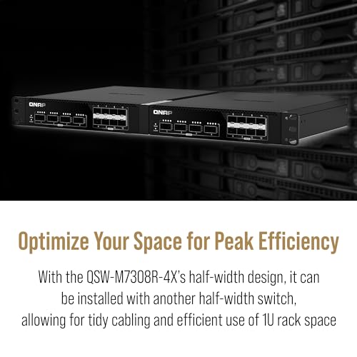 QNAP 12-Port 100GbE Half-Width Rackmount Layer 2 Managed Switch with Four 100GbE QSFP28 and Eight 25GbE SFP28 Ports (QSW-M7308R-4X-US)