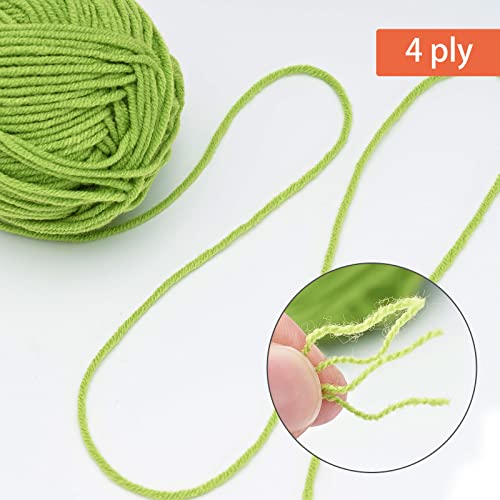 Image of NICEEC 300g Soft Assorted Colors Yarn - Sport Weight,100% Acrylic, 4 Ply, Bonbons Yarn for Crochet & Knit, DIY Project Starter Kit for Kids or Adults(Total 870yds) - Spring Green