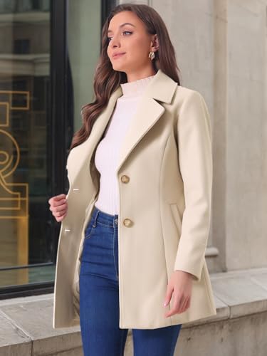 Allegra K Women's Elegant Overcoat Notched Shawl Collar Single Breasted Outerwear Winter Long Coat3