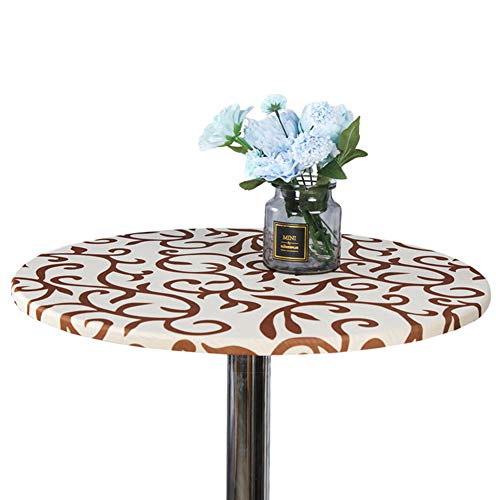 Mantel de 60 cm lavable para cocina, comedor, fiesta, escritorio, funda elástica estampada, resistente al polvo, decoración del hogar, redondo, ajustable, simple, champán, Tamaño libre