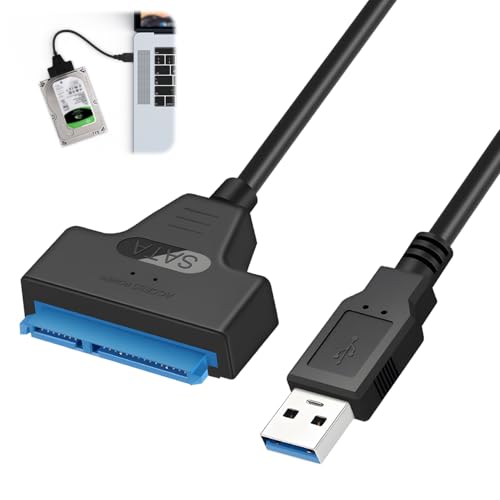 Tuwonwa USB 3.0 auf SATA Adapter,SATA auf USB-Kabel,2-in-1 USB 3.0 auf I II III Kabel für 2,5 Zoll HDD und SSD, schneller Datenzugriff mit Adapter für externen Festplattenanschlus