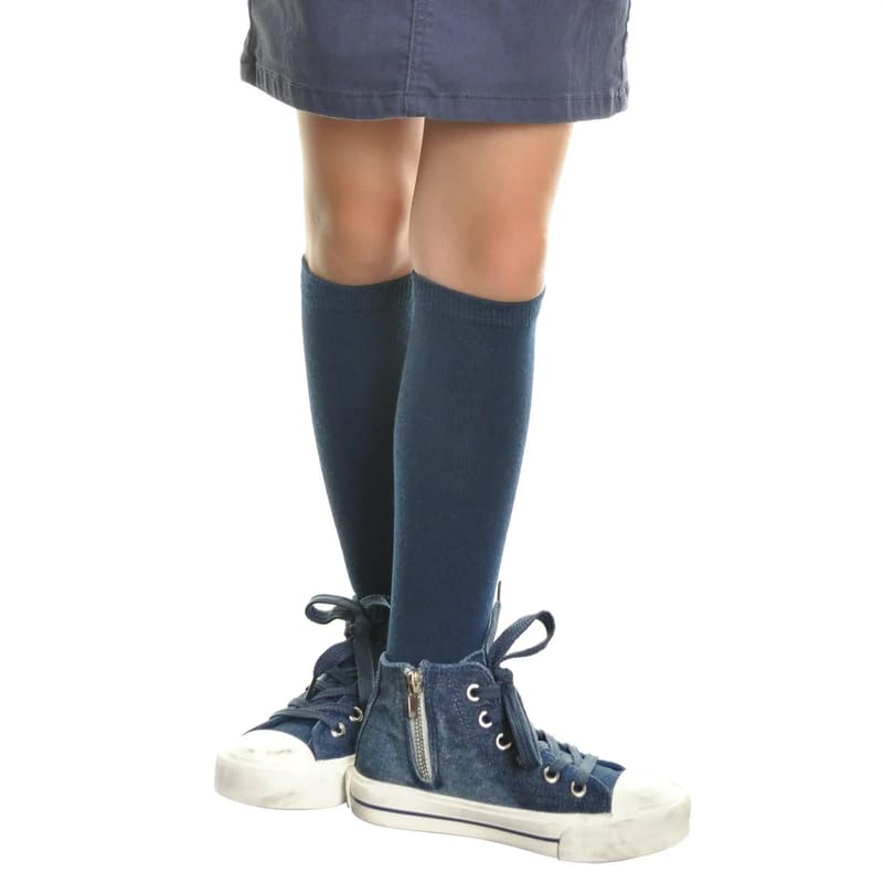 Image of WKLOUYHE Unisex Kid's School Uniform Cotton Knee High Socks Pack Of 06