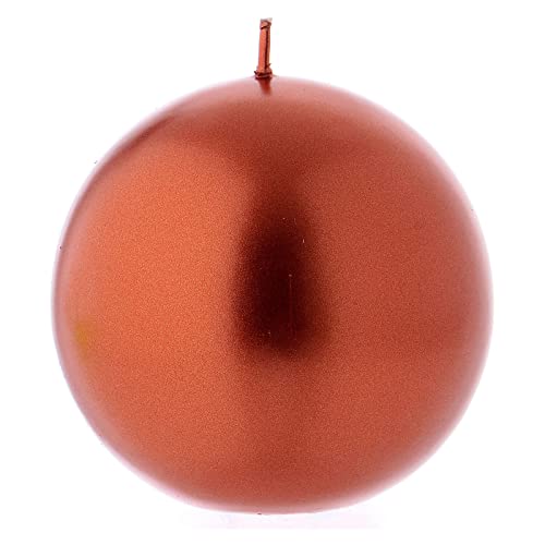 Holyart Round Christmas Candle in Wax, Metallic Effect Copper diam. 10 cm