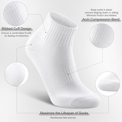 Image of Airacker Athletic Quarter Socks with Cushion Running Ankle Socks for Men Women 6 Pairs