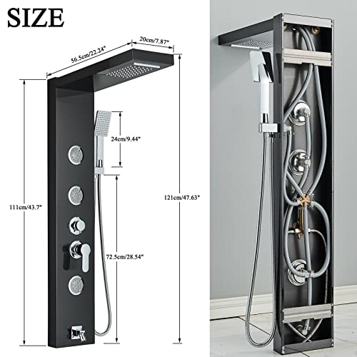 Sistema de Torre de Panel de Ducha de Acero Inoxidable con Lluvia, Cascada y Jets de Masaje Corporal miniatura 4