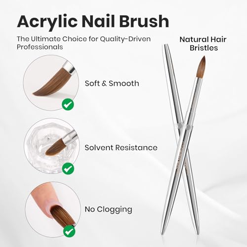 Image of Beetles Pro 1-Pcs Acrylic Nail Brush - Professional Pure Kolinsky Bristles Acrylic Brushes for Nails Metallic Nail Art Brushes for Nails Extension Gel, 3D Carving - Salon Quality Manicure Tool (10#)