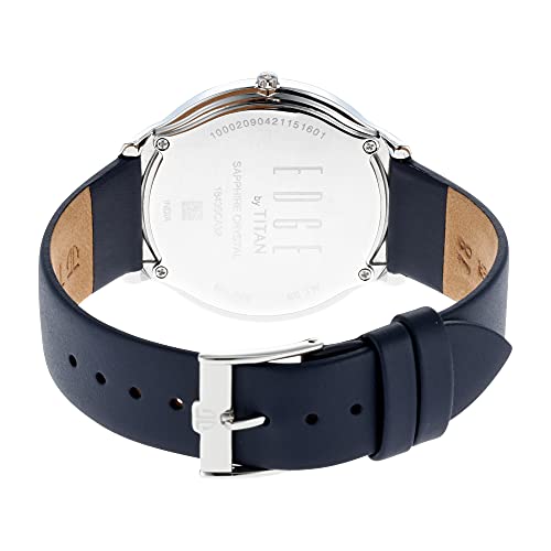 Image of Titan Edge Baseline Quartz Analog Off-White Dial Blue Leather Strap Watch for Men - NT1843SL01