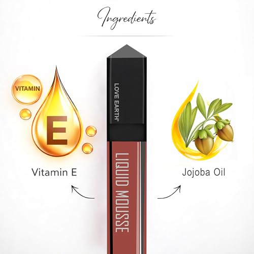 Image of Love Earth Liquid Mousse Lipstick - Martini Kiss Matte Finish | Lightweight, Non-Sticky, Non-Drying,Transferproof, Waterproof | Lasts Up to 12 hours with Vitamin E-6ml