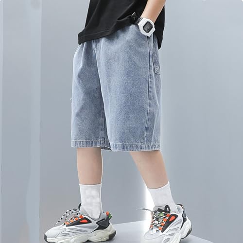 Jeans Shorts for Boys Kids High Waisted Quick Dry Baggy Pants Wide Leg Fashion Sweatpants with Pockets4