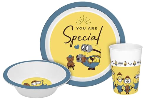Kindergeschirr Minions Gentleman 3teilig PP, Geschirrset, Teller,...