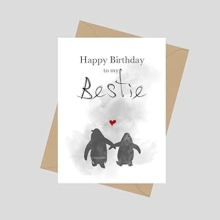 Happy Birthday To My Bestie Card, A5 Greeting Card, Best Friend, Bestie Birthday, Bestie Card, Penguin, Penguins, Gift Ideas